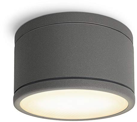 SSC-LUXon CELI-WX Aufbau LED Strahler dimmbar 230V für Bad & Außen IP44 - Badstrahler anthrazit rund SIGOR LED GX53 6W warmweiß