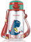 Bunnytoo Trinkflasche für aktive Kinder ab 2 Jahren, mit weichem Strohhalm, praktischem Griff und auslaufsicherem Design, 473 ml, Dinosaurier, Rot