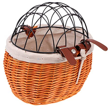 Alipis Fahrradkorb Aus Handgewebtem Rattan Mit Abnehmbarem Wetterfest Vielseitiger Weidenkorb Für Hunde Katzen Fahrradzubehör Für Einkauf Und Haustiertransport