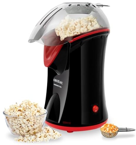 Cecotec Máquina de Palomitas Eléctrica Fun&Taste P´Corn. Palomitero, Convección, Palomitas listas en 2 mins, Incluye cuchara dosificadora, Fácil limpieza, Protección contra sobrecalentamiento