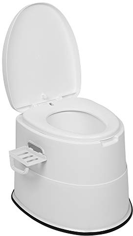 Outvita Pot de Chambre Adulte, 5 L Toilette Camping Amovible avec Porte-Papier Hygiénique pour Camping Voyage - Blanc, Blanc-5L, 52.5 x 42.5 x 66