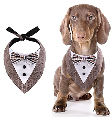 Kuoser Hunde Smoking Hundehalstuch, Fliege für Hunde Hochzeit Formelle Hund Krawatte Outfit, Haustier Halstücher Bandana für Mittelgroße & Große Hunde, Verstellbar Hunde Fliege Max.Halsumfang 60cm
