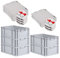 PROREGAL SuperSparSet 5x Eurobox NextGen Grip mit Scharnierdeckel und roten Schiebeschnappverschlüssen, HxBxT 22x40x60cm, 44 L, Grau, Griffe geschlossen, Eurobehälter, Transportbox