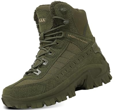5.AA IYVW B666 Bottes de l'armée Homme Bottines Chaussure Hiver Bottes Chaud Antidérapant Ville Décontractées Basket Marche Randonnée Chaussures Taille vert 40 EU