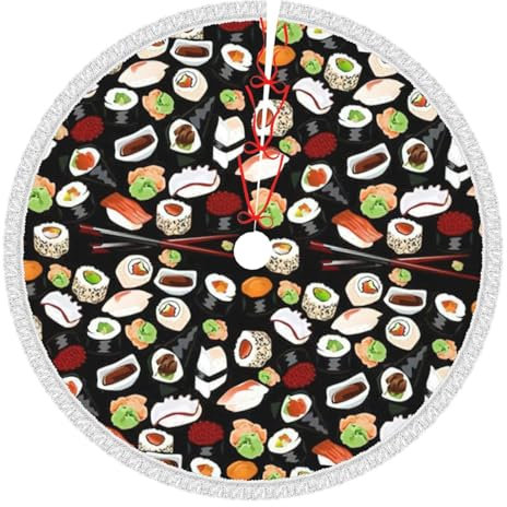 Japanischer Sushi-Weihnachtsbaum-Rock mit schwarzem Druck, Dekoration für Zuhause, Weihnachtsbaum-Zubehör