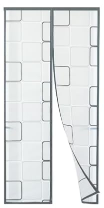 FIOVIP Magnet Wärmeschutzvorhang für Türen, Thermo Türvorhang, 90x130cm, Kälteschutz, Wasserdicht, Winddicht, Haustierfreundlich, Offen in der Mitte(Grau)