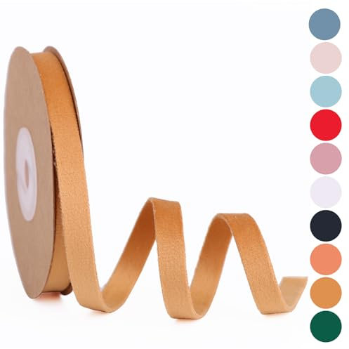 BYZANDQI Samtband 5m x 1cm Samt Dekoband Set Schleifenband Schmuckband Geschenkband Weihnachten (Khaki)