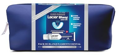 LACERBLANC - Pack Blanqueador, Kit Gel Preparador y Gel Dental Blanqueador + Pasta de Dientes Sabor Menta 75ml + Neceser, Elimina las Manchas Dentales, Acción Blanqueadora, Máxima Eficacia