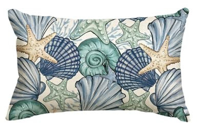 Artoid Mode Muscheln Seestern Korallen Ozeane Sommer Kissenbezug, 30x50 cm Frühling Saisonnal Zierkissenbezug Cushion Cover Couch Wohnzimmer Deko