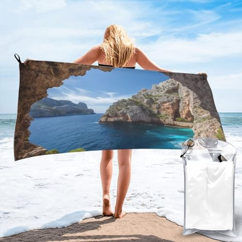 LHBWCVN Arch in Mallorca Spanien, Strandtuch, sandfrei, schnell trocknend, Mikrofaser, Reisehandtuch für Damen und Herren, super saugfähig, Campinghandtuch, weich, kompakt, Fitness-Handtuch zum