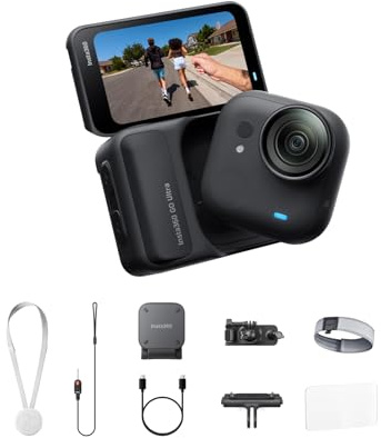 Insta360 GO Ultra Lauf-Bundle Nachtschwarz - freihändige 4K Mini-Cam, leicht & mobil, top bei wenig Licht, überall anbringbar, FlowState-Stabilisierung, 200 Min Akku, 10 m wasserdicht