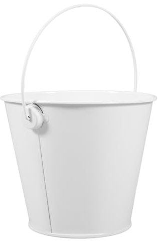 GALPADA Seau de Collecte D’Huile Blanc en Fer-Blanc 8X10,5X12 CM, Récupérateur de Graisse Résistant à la Chaleur pour Barbecue et Poêle à Frire, Seau de Cuisson Pratique pour Extérieur