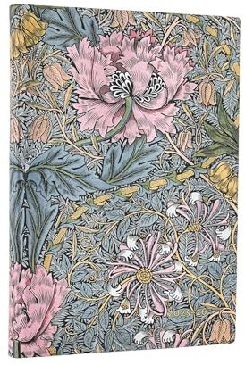 2026 Morris Pink Honeysuckle (William Morris) Midi 18-month Horizontal Softcover Flexi Dayplanner 2025-2026 (Elastic Band Closure): Kalendarz 18-miesięczny