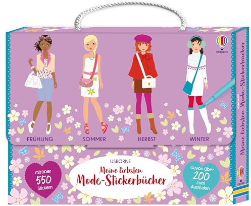 Meine liebsten Mode-Stickerbücher: Koffer mit vier Stickerheften – über 550 Anzieh-Sticker, davon über 200 Sticker zum selbst Ausmalen – ab 5 Jahren