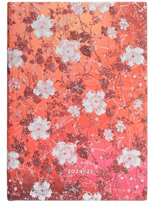 Paperblanks 13-Monatskalender 2025, Sakura, Midi, Horizontal, Elastikband-Verschluss