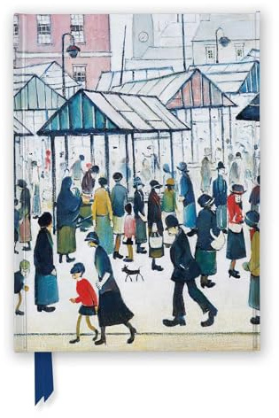 Premium Notizbuch DIN A5: L. S. Lowry, Marktszene in der Nordstadt: Unser hochwertiges, liniertes Blankbook mit festem, künstlerisch geprägtem Einband ... Notizbuch DIN A 5 mit Magnetverschluss)