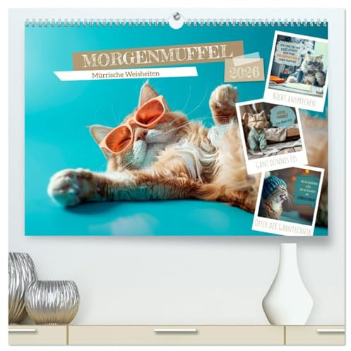MORGENMUFFEL Mürrische Weisheiten (hochwertiger Premium Wandkalender 2026 DIN A2 quer), Kunstdruck in Hochglanz: Wer früh aufsteht, hasst mehr vom Tag (CALVENDO Spass)