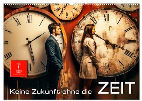 Keine Zukunft ohne die Zeit (Wandkalender 2026 DIN A2 quer), CALVENDO Monatskalender: Die Uhr zeigt die Zeit (CALVENDO Kunst)