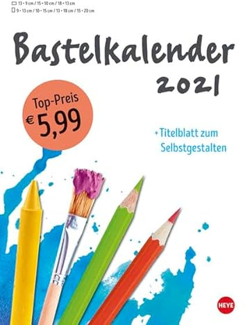 Bastelkalender 2021 weiß A4 - mit Titelblatt zum Selbstgestalten und Monatskalendarium - Format 21 X 29,7 cm