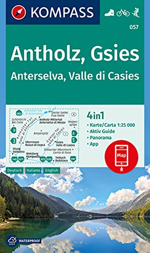 KOMPASS Wanderkarte 057 Antholz, Gsies, Anterselva, Valle di Casies 1:25.000: 4in1 Wanderkarte, mit Aktiv Guide und Panorama inklusive Karte zur ... in der KOMPASS-App. Fahrradfahren. Skitouren.