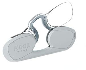 Nooz Ärmellose Lesebrille für Damen & Herren – Ultra-leichte 6g - Presbyopie Brille mit Schlüsselbund-Etui – Verschiedene Sehstärken & Farben, Made in France - Silber - +1