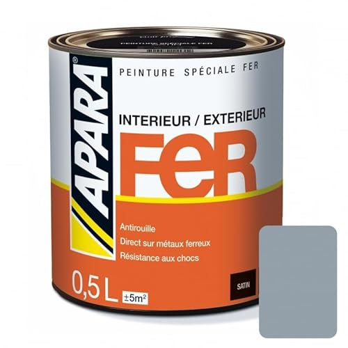 APARA Peinture Fer Satin 0.5 litre Gris argent (RAL 7042)