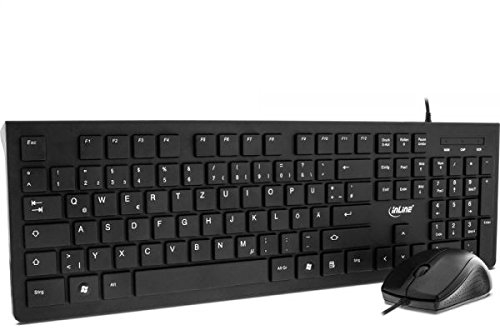 InLine 3X Basic DesktopTastatur-Maus Set (USB-Kabel, Standard DE Layout, optisch 1200 DPI) schwarz