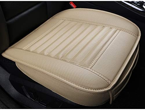 LUOLLOVE Autositzbezüge PU Leder Bambus-Kohle-atmungsaktiv kompatibel für 90% Modelle Vordersitz,2Stücke (Beige 20.5 x 20.1 In)
