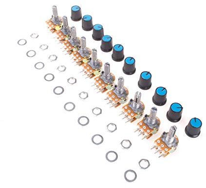 ANGEEK 10 stücke WH148 B500K Dual-Stereo-6-Pin-Potentiometer mit Muttern Und Scheiben
