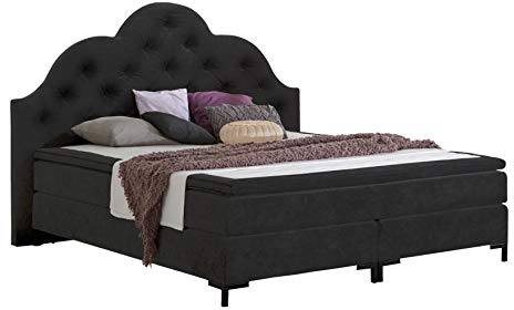 Atlantic Home Collection Boxspringbett CARO LUXE, 140x200 cm, inklusive Topper (Härtegrad H2), Nachtschwarz