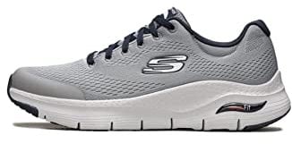 Skechers Arch Fit, Scarpe da Ginnastica Uomo, Gray Textile Synthetic Navy Trim, 44 EU