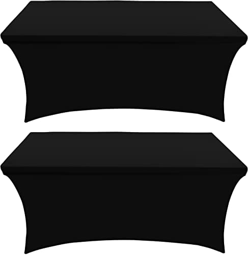 Utopia Kitchen Spandex Tischdecke 2 Pack [4FT, Schwarz] Enge, Passgenaue, Waschbar und Faltenfrei Tischdecke Outdoor für Veranstaltung, Hochzeit, Bankett & Partys [122Lx76Wx76H] cm