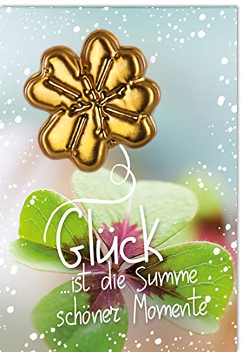 KE Geburtstags-Karte mit 3D-Ballon Sticker - Glückwunsch-Karte mit flachem Ballon inkl. Umschlag - Geschenk-Idee - Format DIN B6 - Motiv: Glück