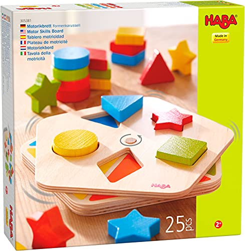 HABA - Jouet en Bois PEFC - Plateau de motricité Carrousel de Formes - 2 Ans et Plus - Réf 305381