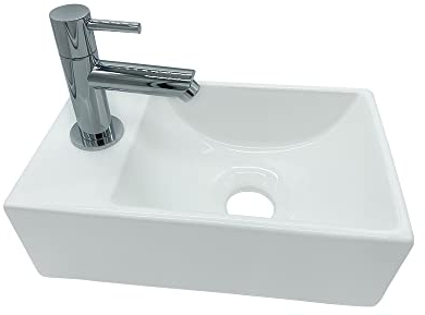 Design Waschtisch Kleines Gäste Wc Handwaschbecken Hahnloch Links Waschbecken