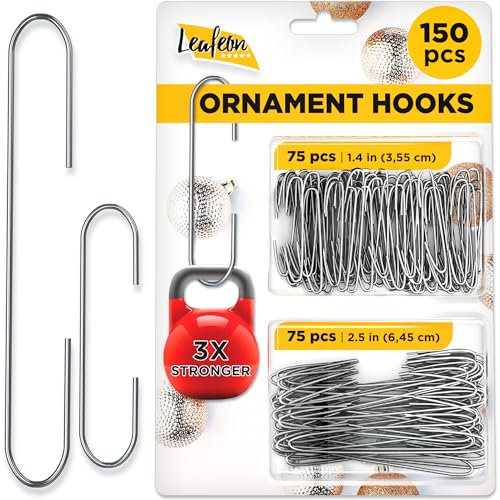 Leafeon 150 Pack Christmas Ornament Hooks - Great Xmas Ornament Hangers for Christmas Tree Decoration and Baubles - Silver