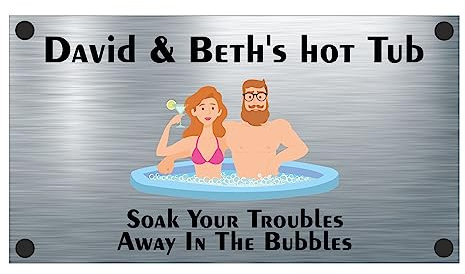 FUN - Hot Tub Bubbles - Aluminium House Sign Personalised For You