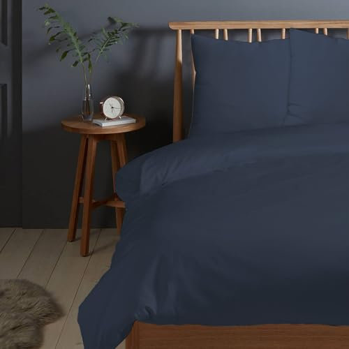 Pizuna 400 Fadenzahl aus Baumwolle Bettwäsche Dunkel Blau, 100% Langstaple Baumwolle Bettbezug und Kissenbezug, 100% Baumwolle Mako Satin 2-Teilig Bettwäscheset 200x210 + 65x65 Dunkel Blau