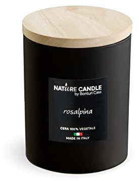 Bonturi Casa 20254001 Kerze, Wachs, Glas, Holz, Schwarz/Natur, 8,5 cm