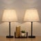 LIANTRAL Modern Bedside Lamps Set of 2, Small Desk Lamp with Linen Fabric Shades & Metal Frame, Table Lamps for Bedroom, Living Room, Office - Creamy/Black