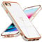 DEFBSC Case for iPhone SE(5G) 2022/iPhone SE 2020, iPhone 7/iPhone 8,Fashion Cute Love Heart Shape Plating Edge Silicone Case Shockproof Soft TPU Back Cover Protective Case with Heart Pattern- White