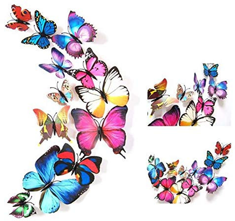 12 Stück 3D Abnehmbare Magnete Schmetterlinge Deko Butterfly Wandsticker für Heimwerker, Babyzimmer, Büro, Party und Geburtstag Dekoration