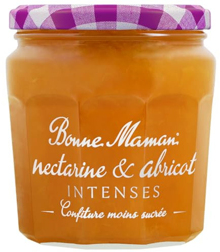 Bonne Maman - Confiture Nectarine & Abricot Intenses - Riche en Fruits et moins sucrée - 335g
