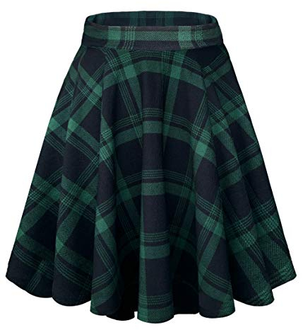 Donna Elegante Vita Elastica Svasata A-Linea Midi Gonna Base Uniforme Plissettata Skater Gonne(S, 13)