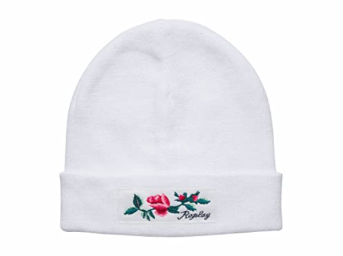 REPLAY Damen AW4277 Beanie-Mütze, 001 Optical White, UNIC