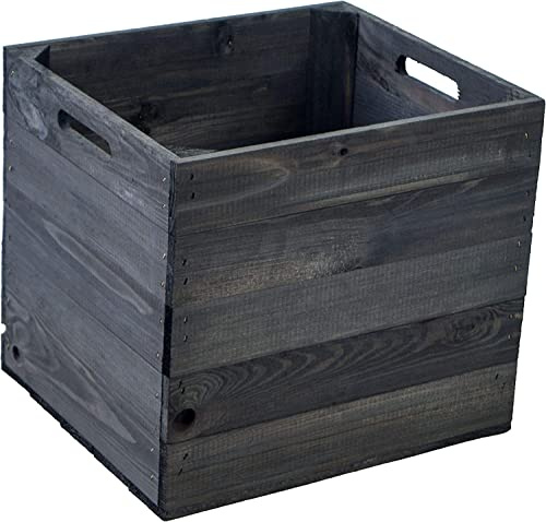 2er Set Holzkiste Aufbewahrungskiste passend für alle Kallaxregale und Expidit Regale Kallaxysteme Weinkiste Obstkiste Regalkiste Maße 33x37,5x32,5cm Kallax Boxen Einsatz (2er, Schwarz)
