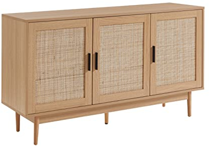 BAÏTA - Anrichte Amana in Eichenoptik und Rattangeflecht, 133 cm, Helles Holz