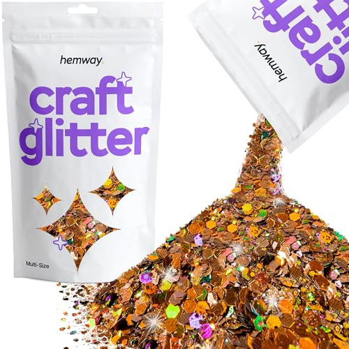 Hemway Craft Glitter - Bronze Brown Holographic | 100g Multi Size Metallic Sequin Flakes for Resin & Epoxy Crafts | Supplies for Tumblers, Cards, Jewellery, Candle, Hair, Face, Body & Nail Art