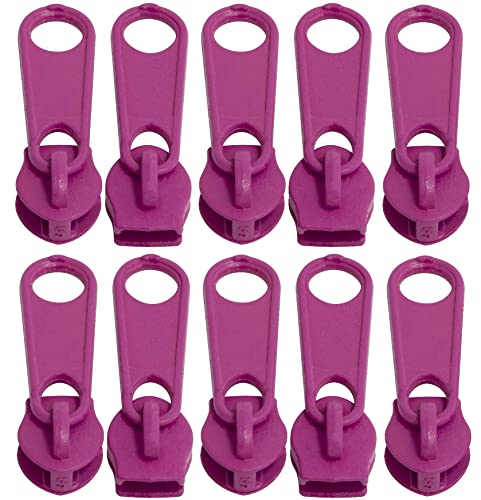 AERZETIX - C62832-10er-Pack Schieber Nr. 5 Nicht verriegelbare für reißverschlüsse spirale - Farbe: Magenta - aus Metall - für röcke Kleider Lederwaren und Kissen