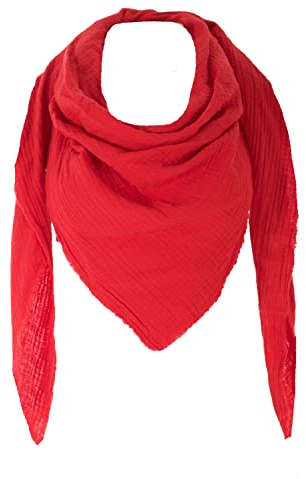 FASHION YOU WANT XXL Tuch 23 Farben Farbwahl Halstuch Musselintuch Musselin Damen Damenhalstuch Dreieckstuch Schal Herren Männer Frauen Herrenhalstuch Dreieckig leicht (einlagig)) (rot)
